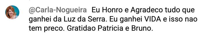 Print de comentário de aluno da Comunidade Vida Alinhada