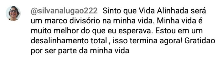Print de comentário de aluno da Comunidade Vida Alinhada