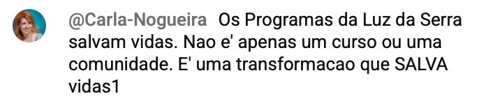 Print de comentário de aluno da Comunidade Vida Alinhada